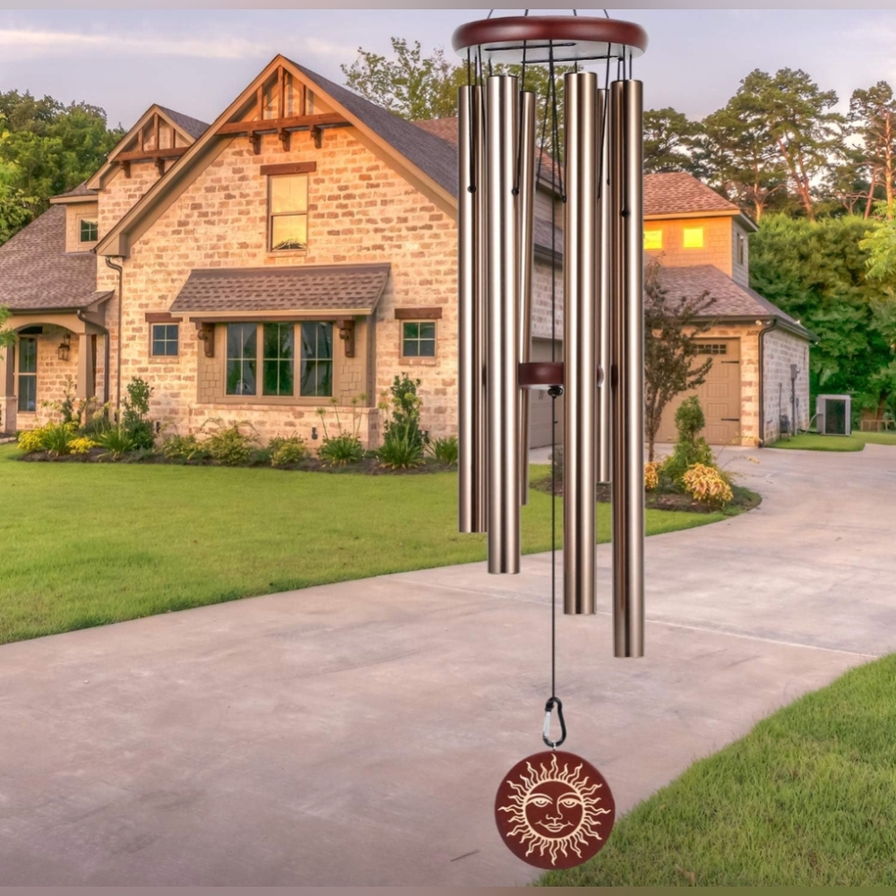 Elegant Silver Wind Chimes with Sun Pendant